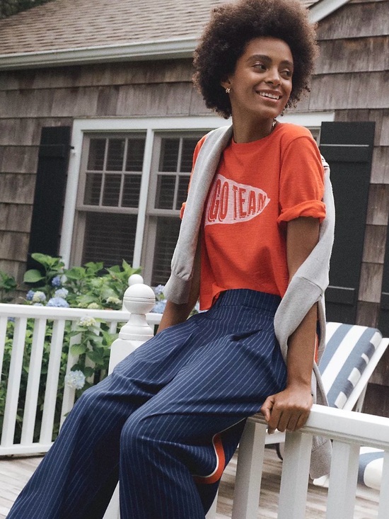 Maeve Tops - Maeve Oversized The Corey Short-Sleeve Game Day Boxy Tee